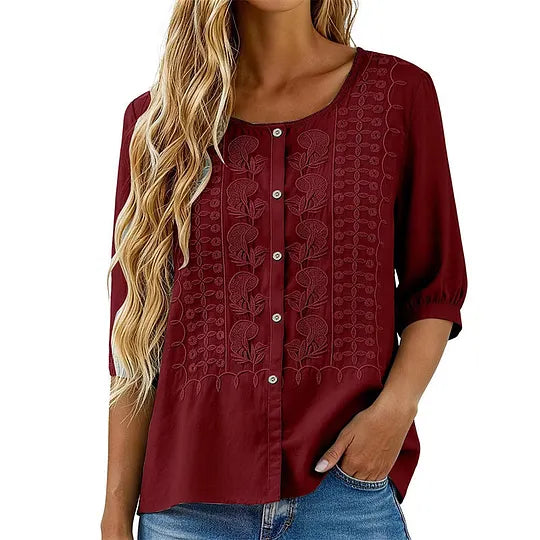 Andreza – Baumwollbluse Mit Knöpfen