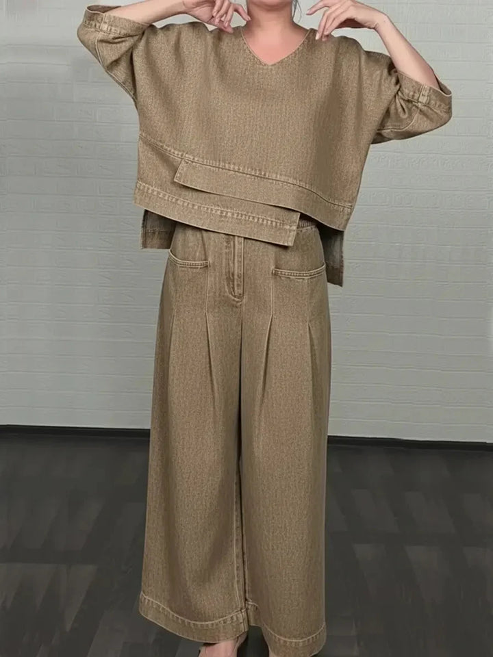 Ojinika – Lässiges Denim-Zweiteiler-Set