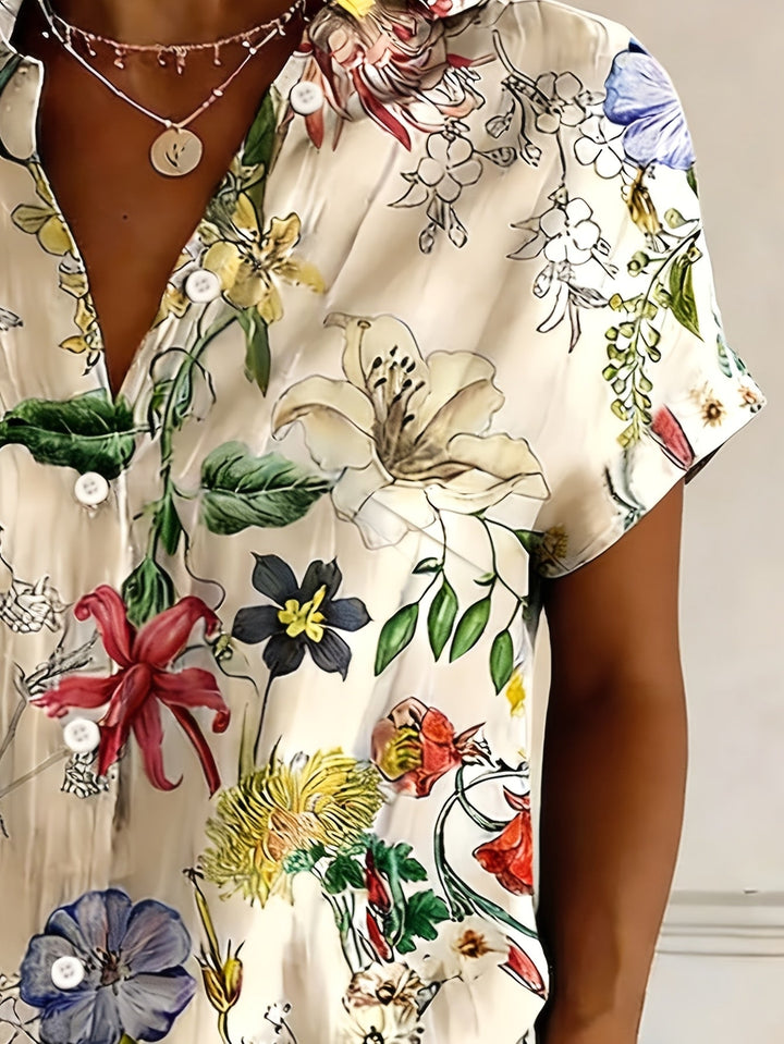 Nabilah - Lässiges Kurzarm Oberteil Mit Blumenmuster