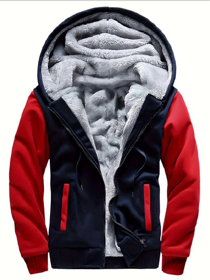 Oziel - Warme Fleece Jacke Mit Kapuze Und Reißverschluss