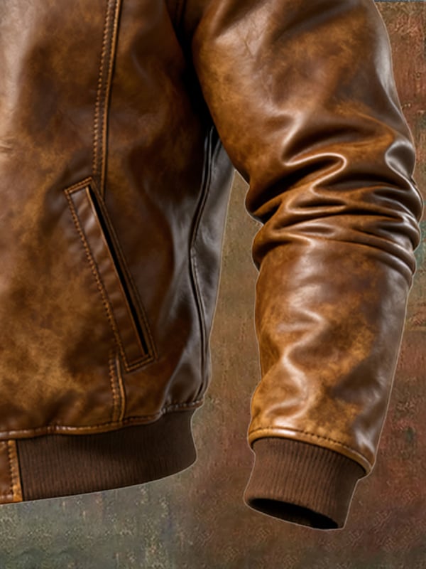 Alessandro – Lässige Leder Jacke Mit Langen Ärmeln