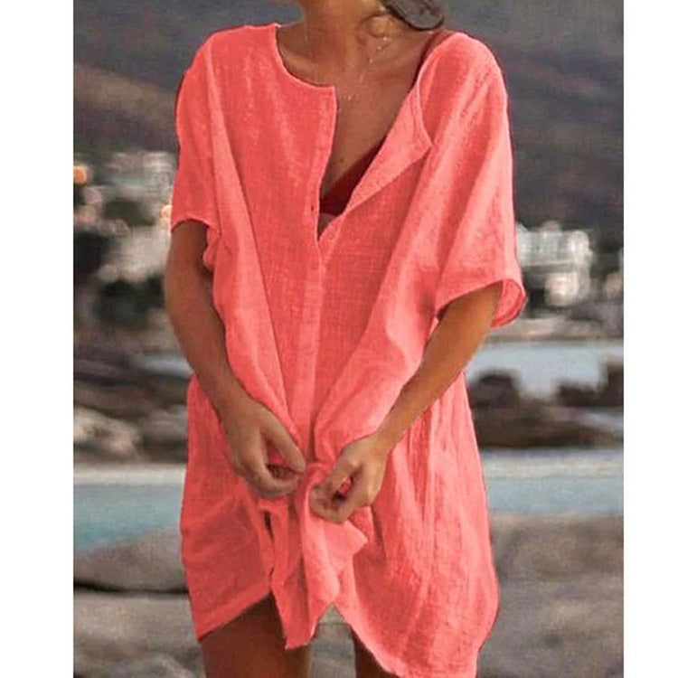 Anjini – Lockeres Strandkleid Mit kurzen Ärmeln
