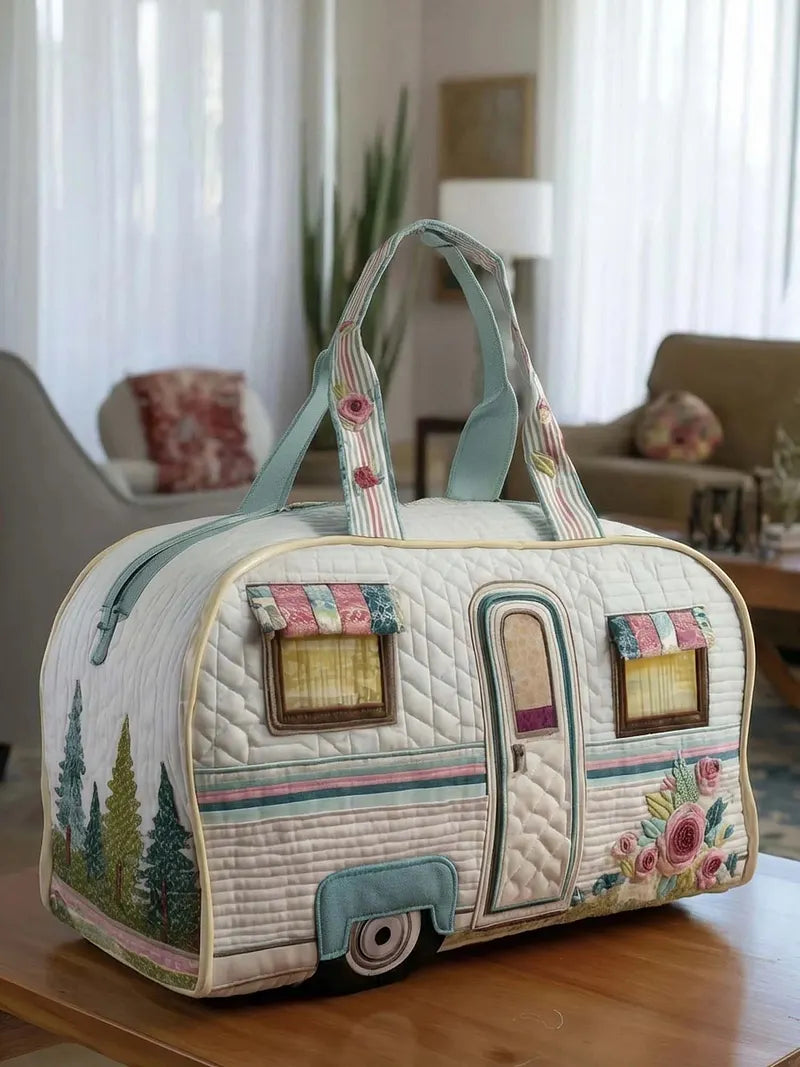 RetroBloom - Quilted Vintage Camper Print Travel Bag
