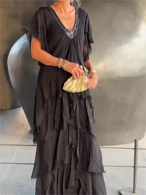 Carlijn - Elegantes Maxikleid mit V-Ausschnitt