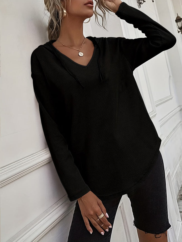 Seonie – Langarm Kapuzenpulli Mit V-ausschnitt