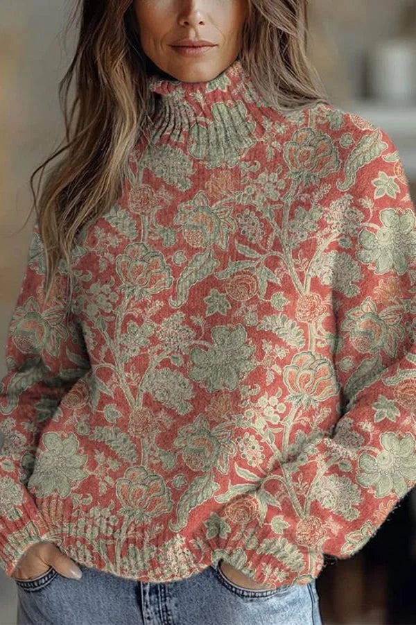 Nijole - Hochgeschlossenes Sweatshirt Mit Langen Ärmeln Und Blumenmuster