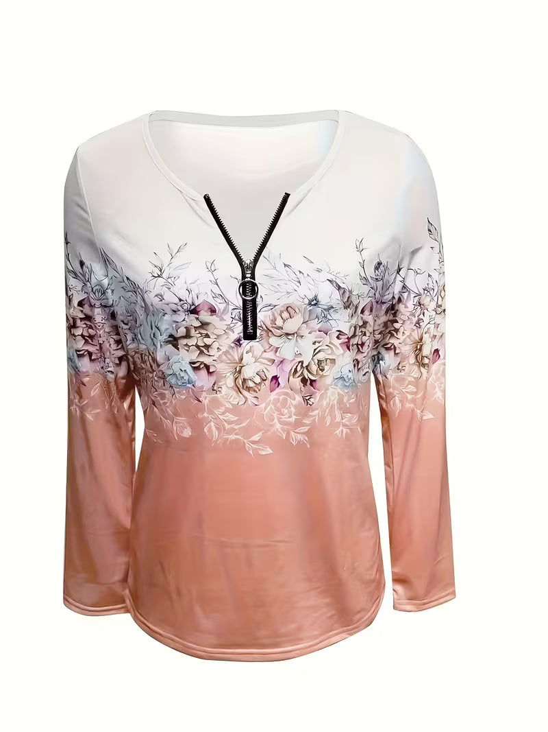 Tishna - Elegant Floral Graphic Print Top