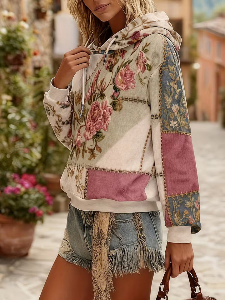 Norella – Langärmliges Kapuzenshirt MIT Blumen-patchwork