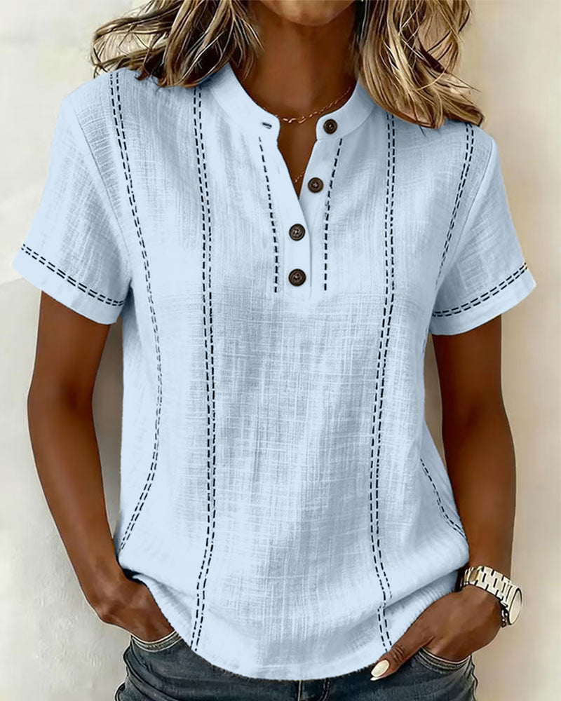 Vanessia - Kurzarm-T-Shirt mit V-Ausschnitt