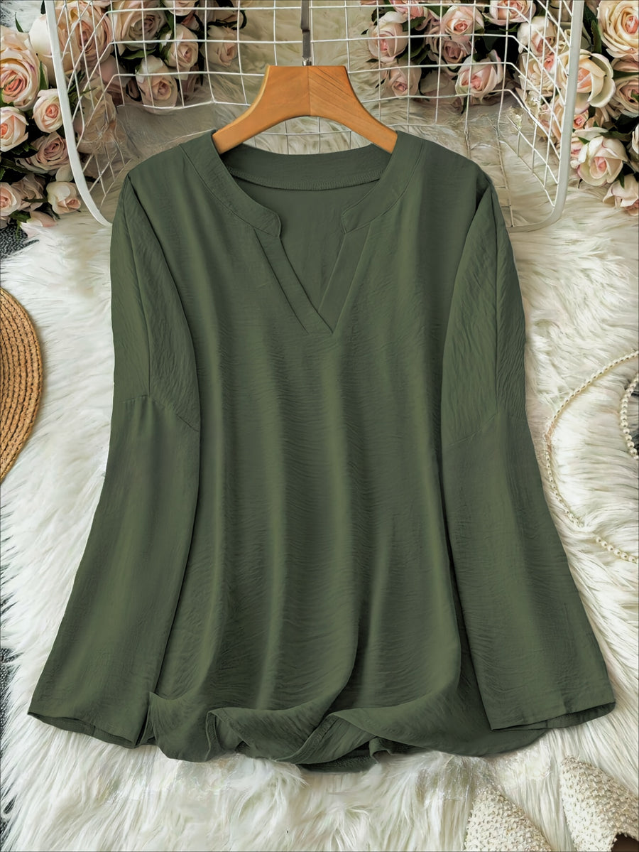 Shawna - Bluse Mit V-Ausschnitt Und Langen Ärmeln