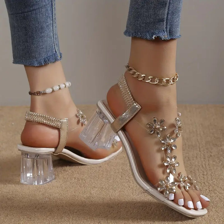 Graciela - Sandalen Mit Hohen Absätzen Und Blumenkristallen