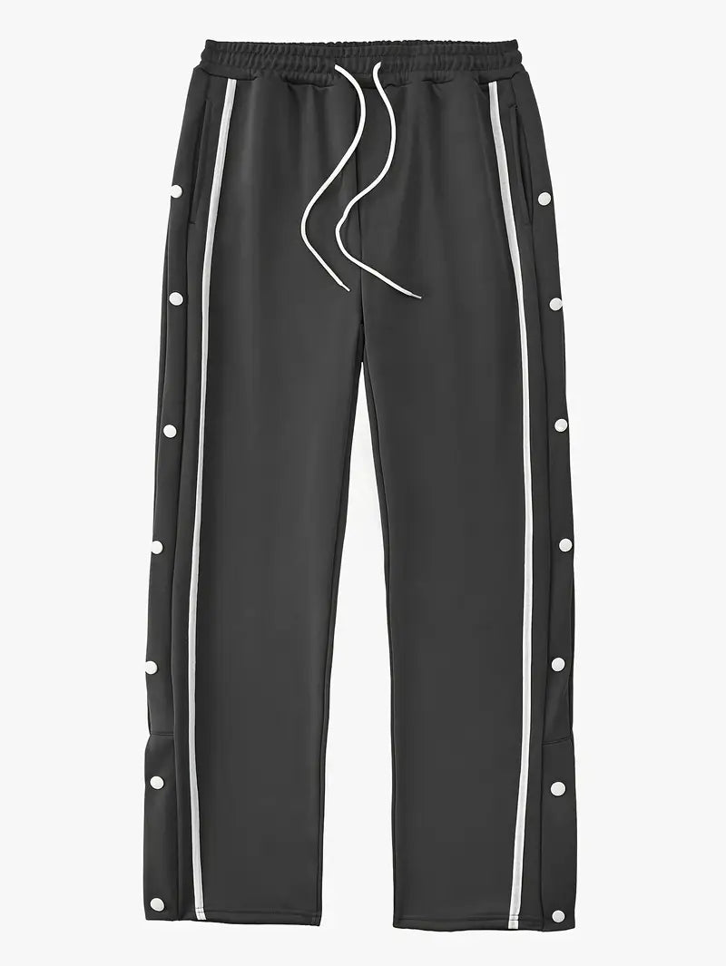 Mendis – Lässige Sport Hose Mit Geradem Bein Und Druckknopfverschluss