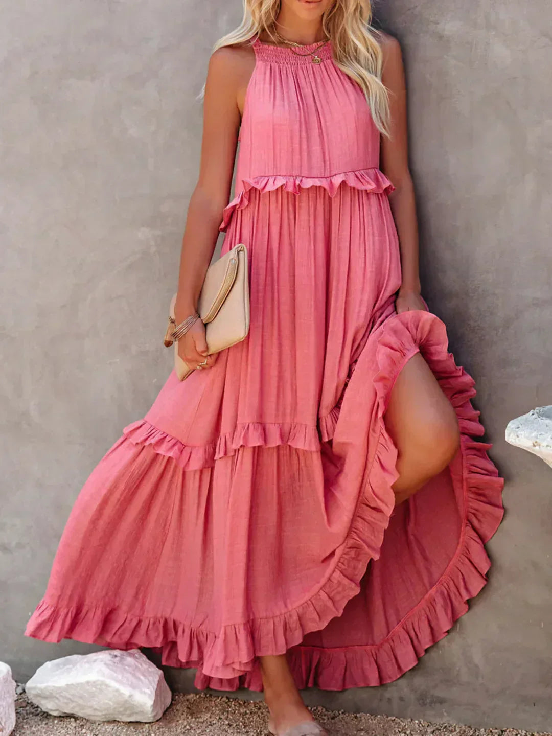 Hayley – Elegantes ärmelloses Kleid Mit Rüschen