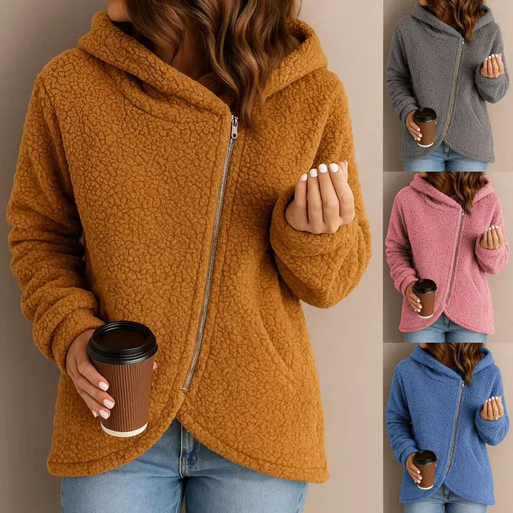 Wendie - Gemütlicher Sherpa Fleece Kapuzenpullover Mit Reißverschluss