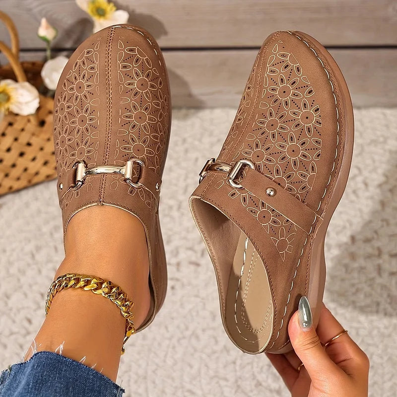 Hailen – Lässige Slipper Pantoletten Mit Blumenmuster