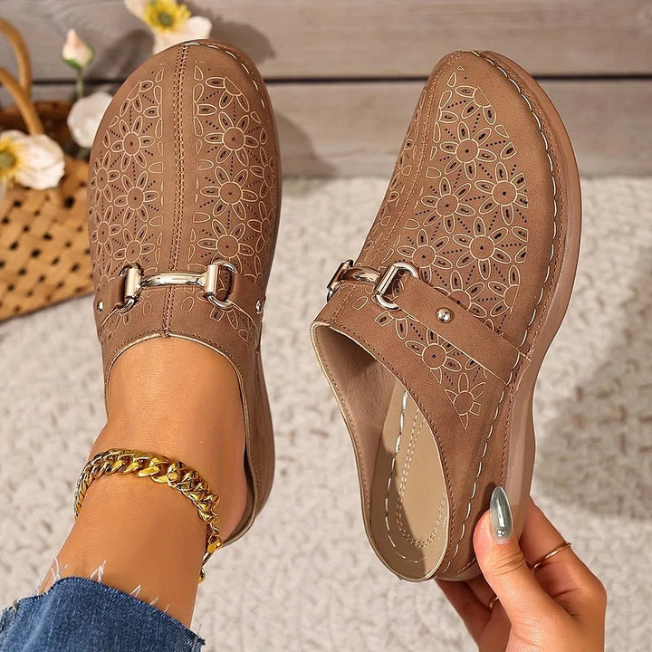 Hailen – Lässige Slipper Pantoletten Mit Blumenmuster