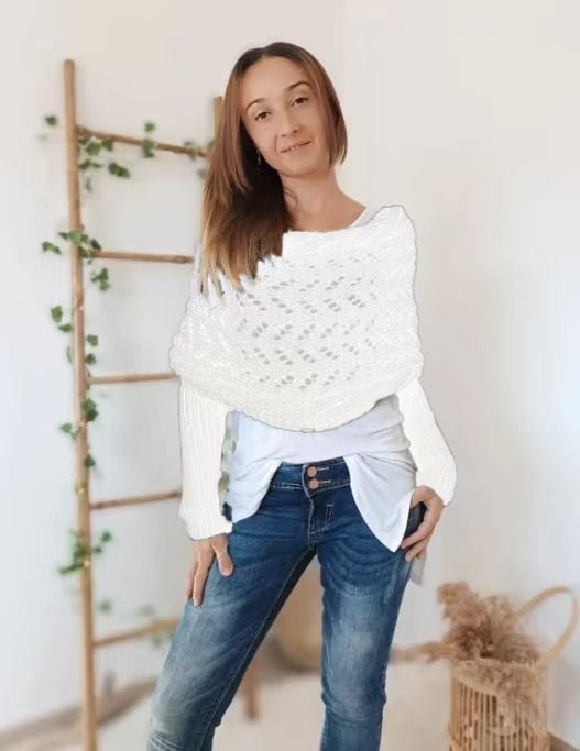 Reinhilde –  Doppelten Ärmeln Shawl Schal