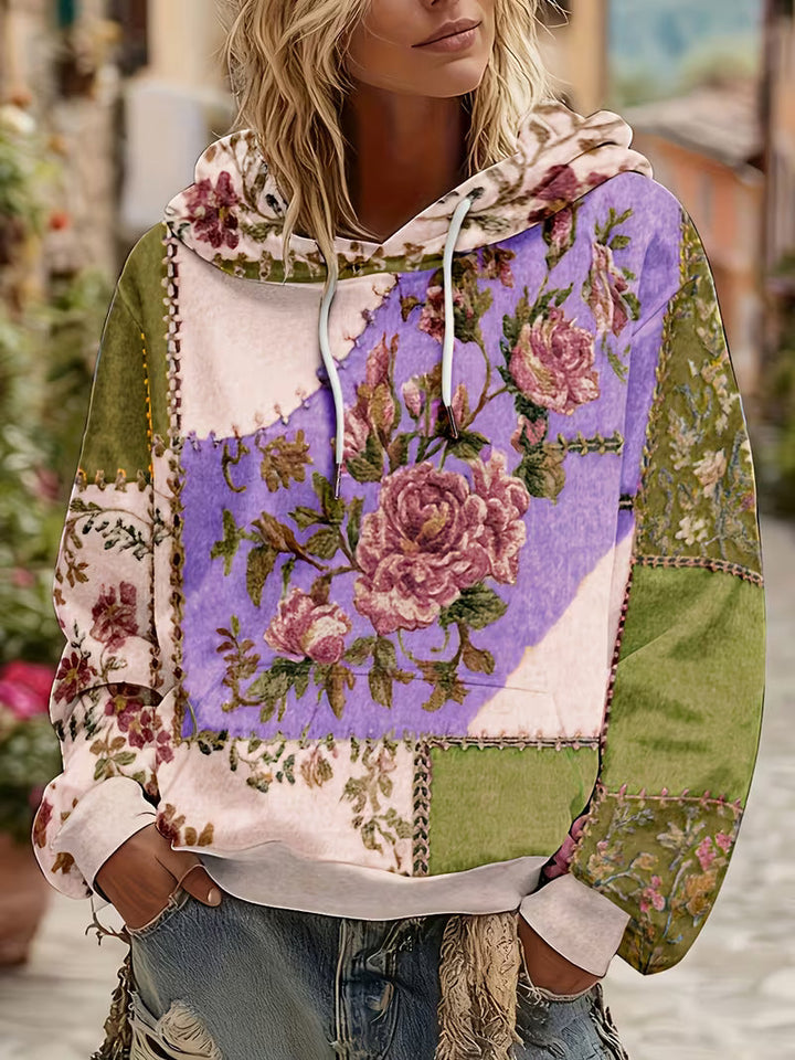 Norella – Langärmliges Kapuzenshirt MIT Blumen-patchwork