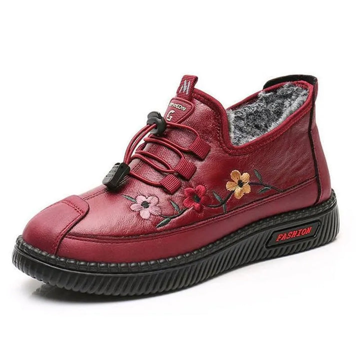 Jaruwan – Mit Fell Gefütterte Stiefeletten mit Blumenstickerei