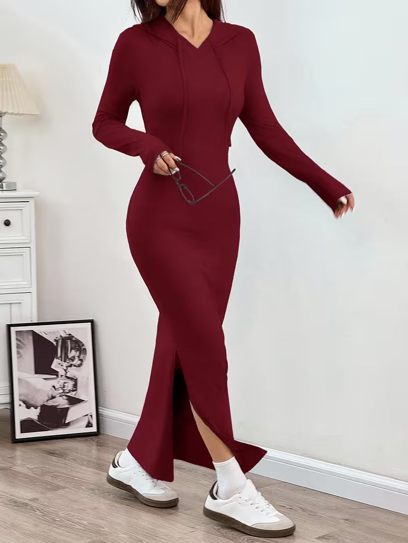 Dahye – Langärmliges Maxikleid Mit Kapuze