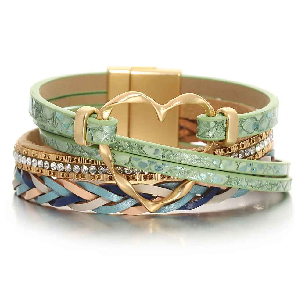 Reyn – Lederarmband mit Herzanhänger in Lagenoptik