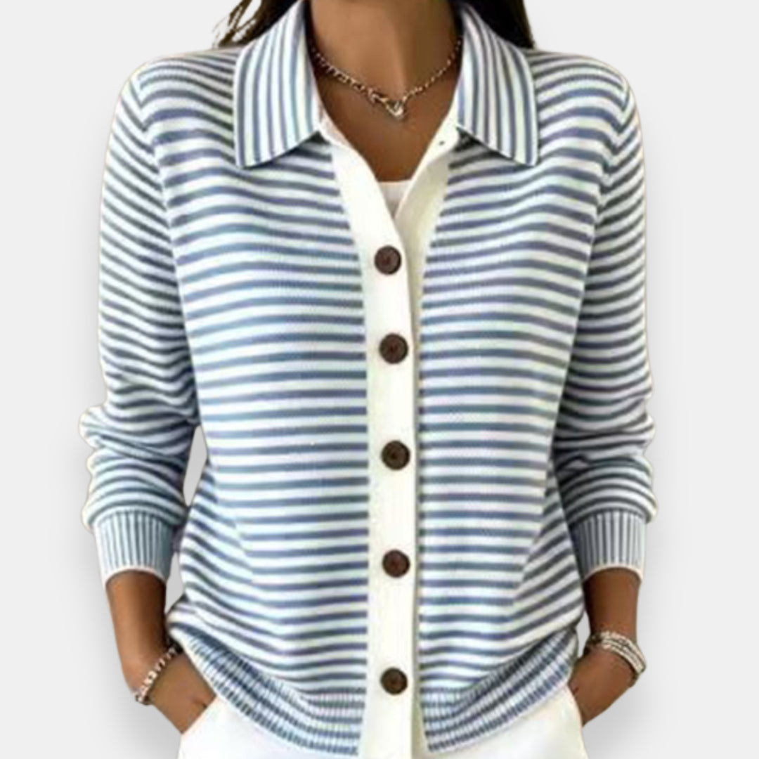 Kerana - Gestreifter Strickcardigan Mit Knöpfen