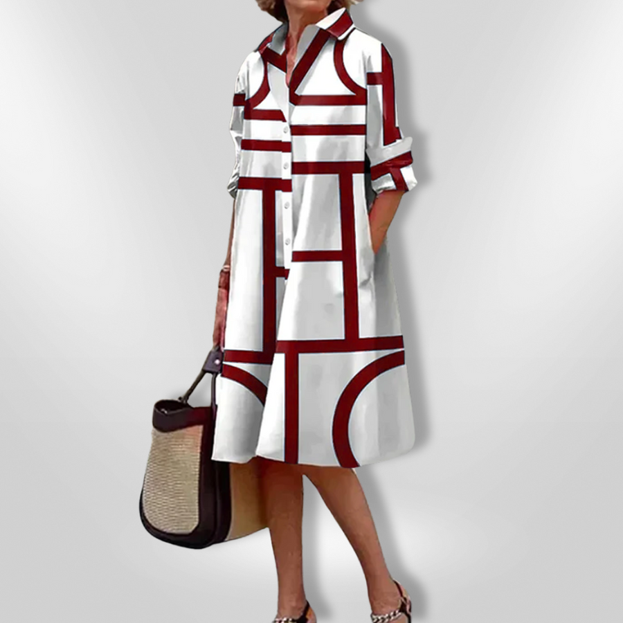 Lynna – Lässiges Midi Kleid Mit Taschen Und Knöpfen