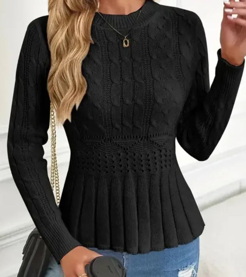 Olena – Strickpullover Mit Schößchen Saum