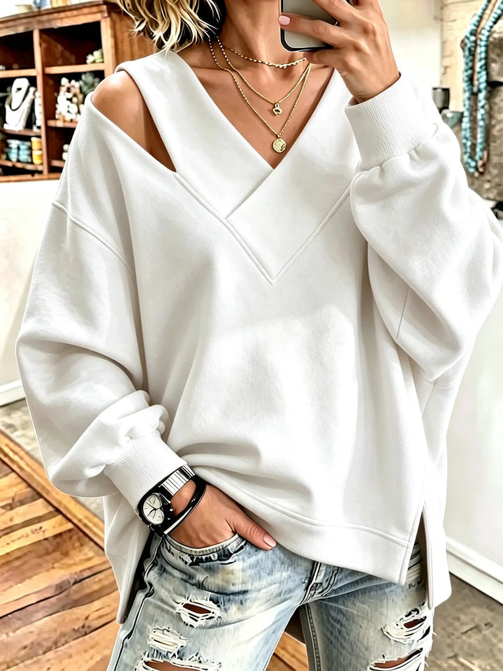 Kirstan – Schickes Oversize Sweatshirt Mit V-Ausschnitt Und Cut-out
