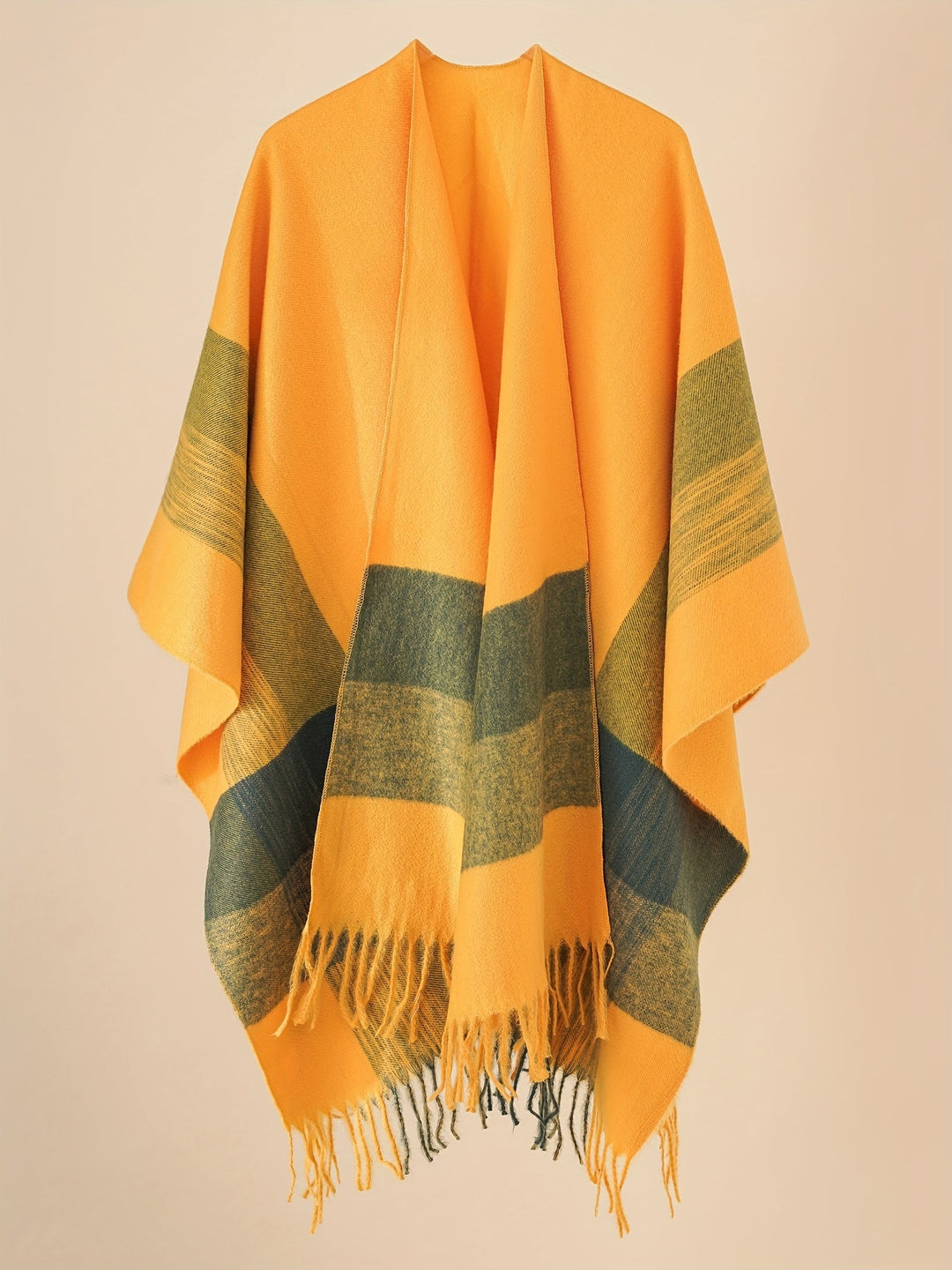Kyrine - Poncho Schal Mit Fransen Und Geometrischem Muster