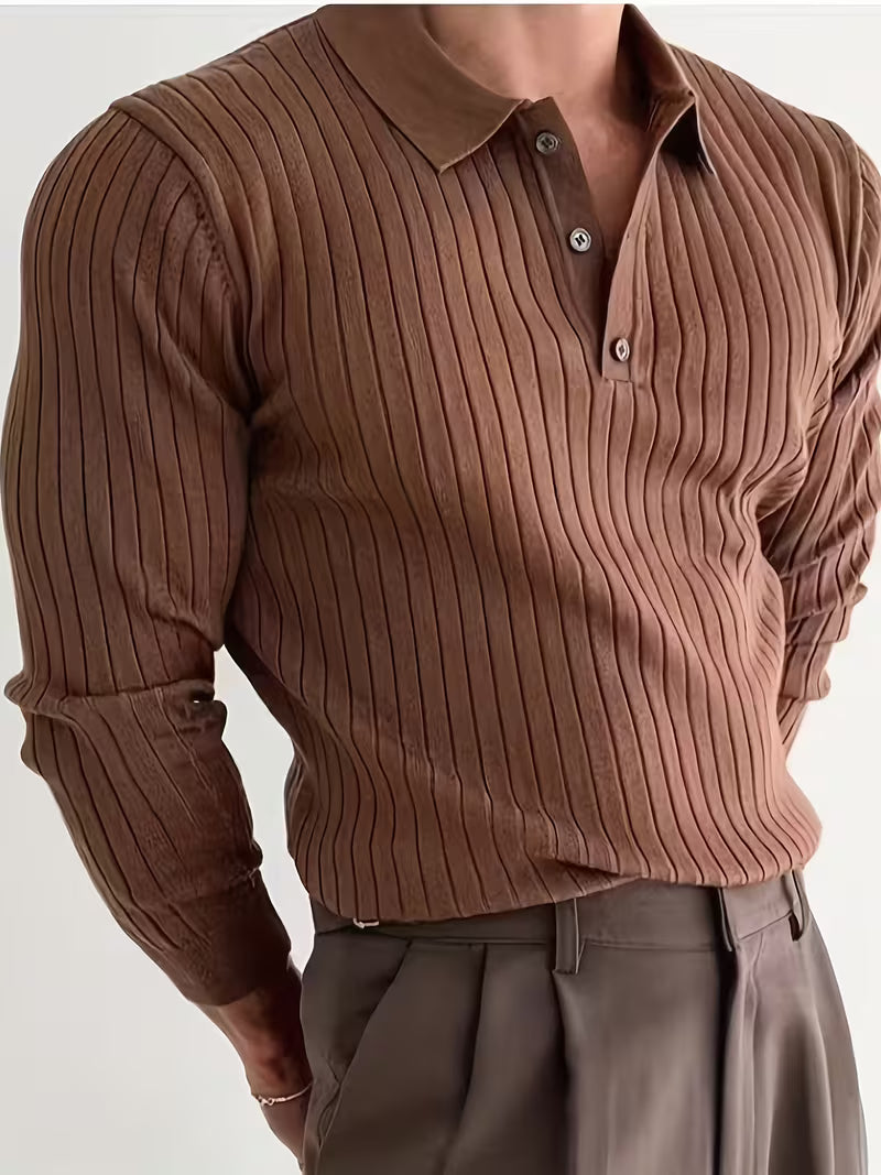 Kaeran – Eleganter Polo-Pullover Aus Geripptem Strick