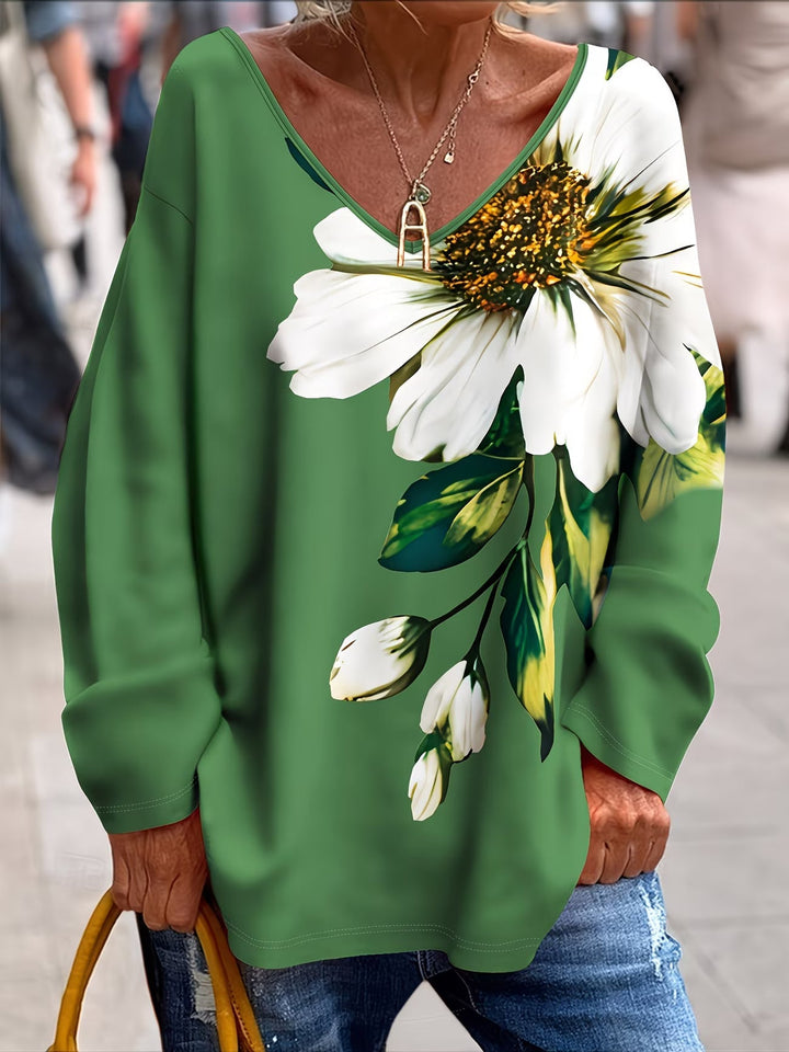 Daphna – Übergroß T-Hemd mit Blumen Drucken