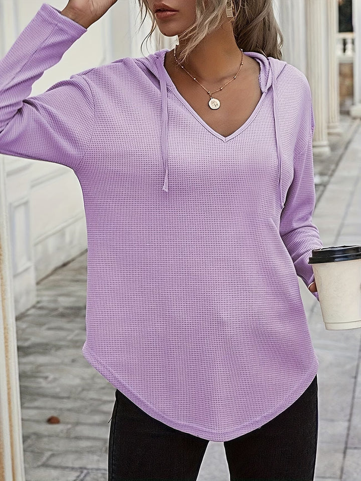 Seonie – Langarm Kapuzenpulli Mit V-ausschnitt