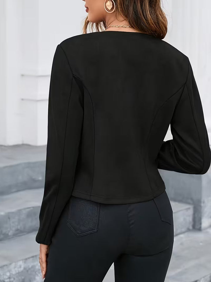 Eria – Wildlederjacke mit Rundhalsausschnitt und Reißverschluss