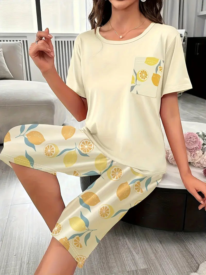 Kinsley – Bequemer Loungekleidung Satz Mit Blumen Ausdrucken