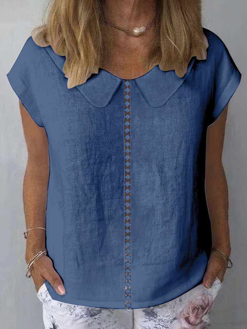 Krischelle - Kurzärmeliger Pullover Mit Spitzenbesatz am Revers