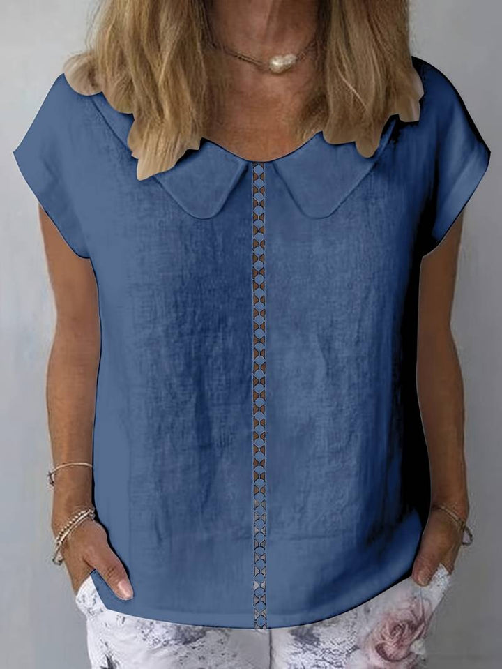 Krischelle - Kurzärmeliger Pullover Mit Spitzenbesatz am Revers