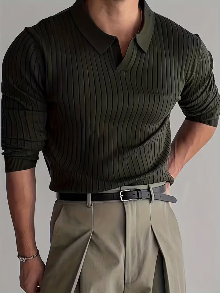 Kaeran – Eleganter Polo-Pullover Aus Geripptem Strick