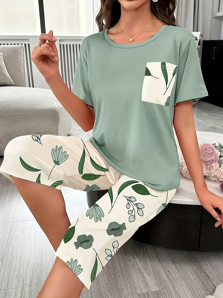 Kinsley – Bequemer Loungekleidung Satz Mit Blumen Ausdrucken