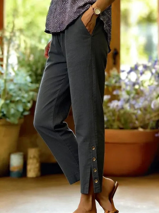 Kileza – Lässige, Locker Sitzende Hose Mit Knöpfen