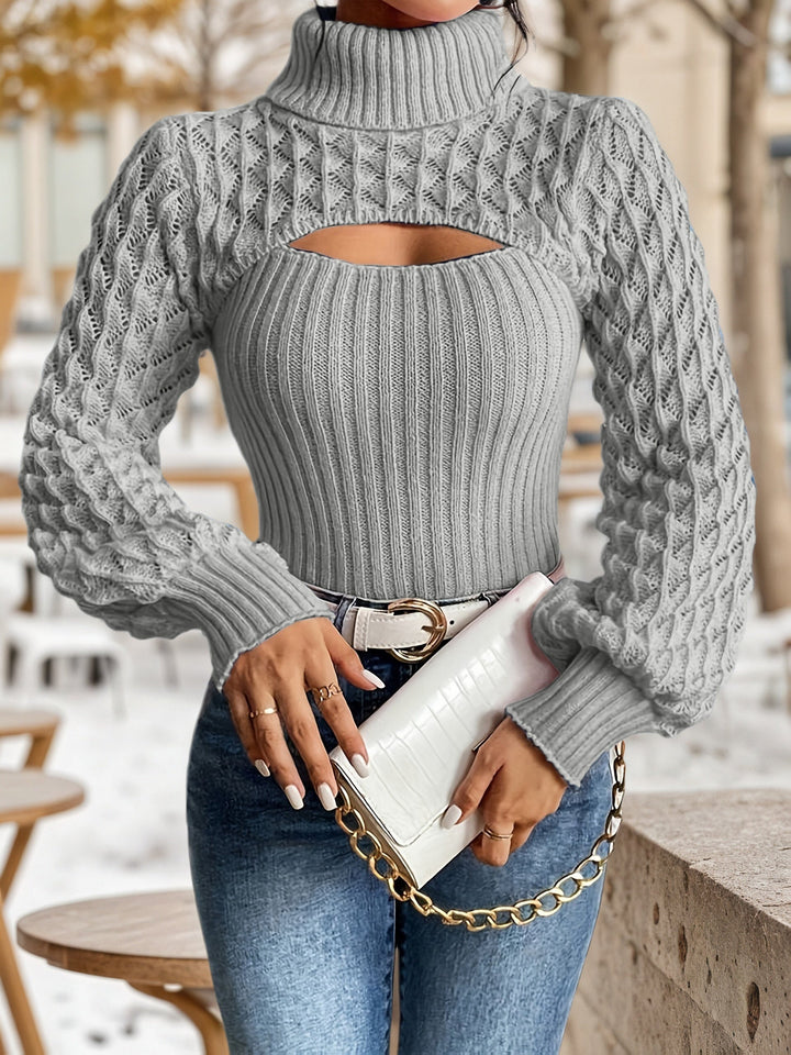 Bibiane - Locker Sitzender Strickpullover Mit Ausschnitt Und Rollkragen