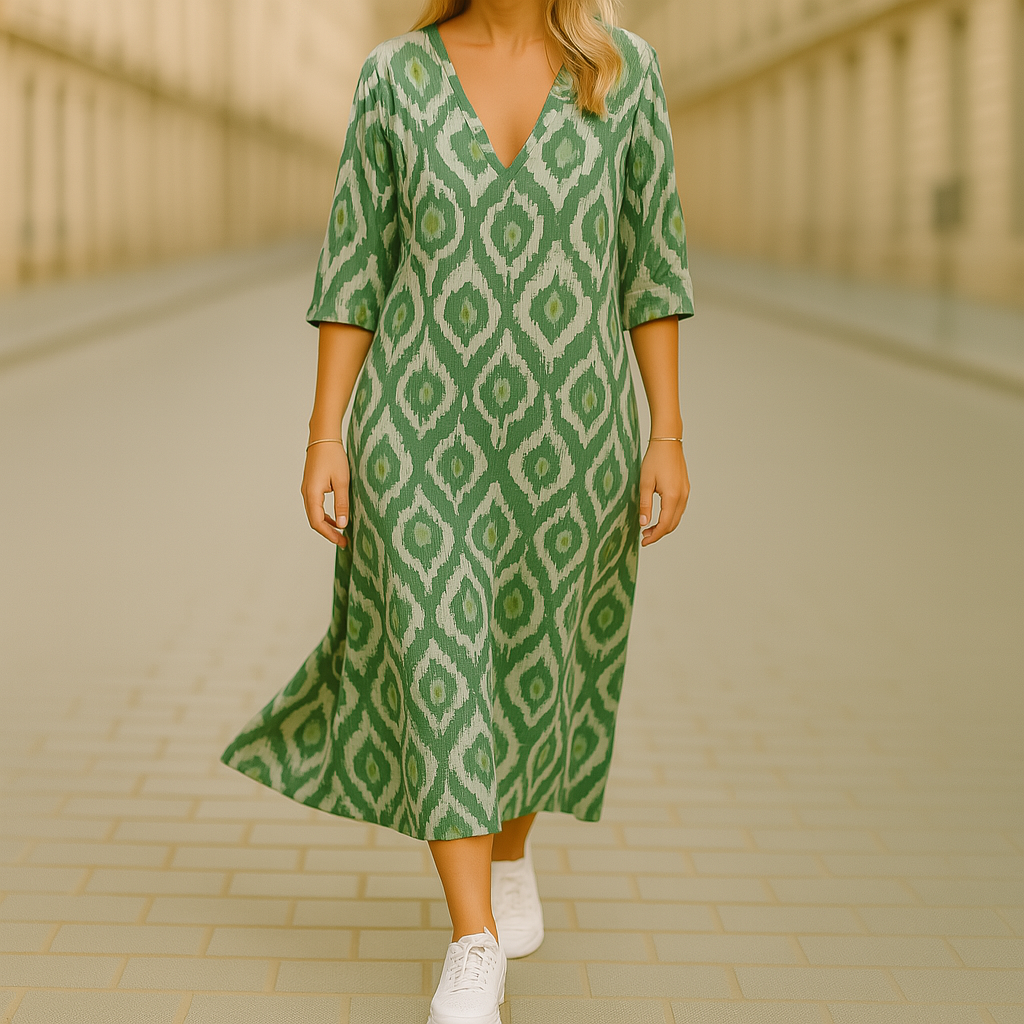 Ghislaine – Langes Kleid Mit Bohemian Drucken