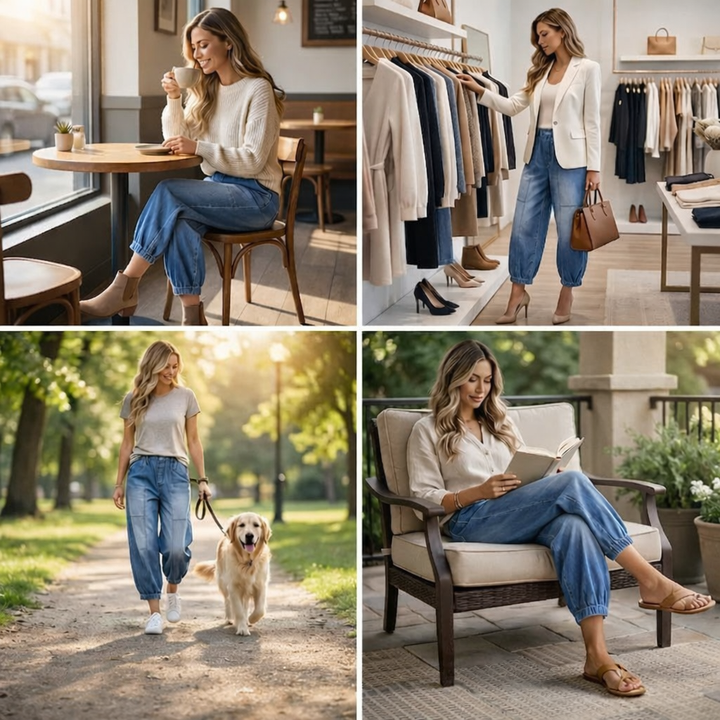 Madavi - Jeans Mit Elastischem Bund Und Lockerem Verkürztem Schnitt