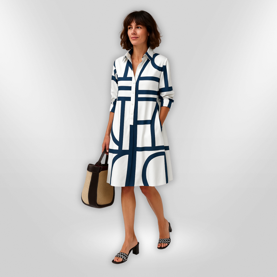 Lynna – Lässiges Midi Kleid Mit Taschen Und Knöpfen
