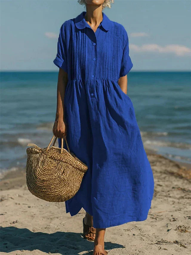 Janny – Elegantes Fließendes Baumwoll Shirtkleid