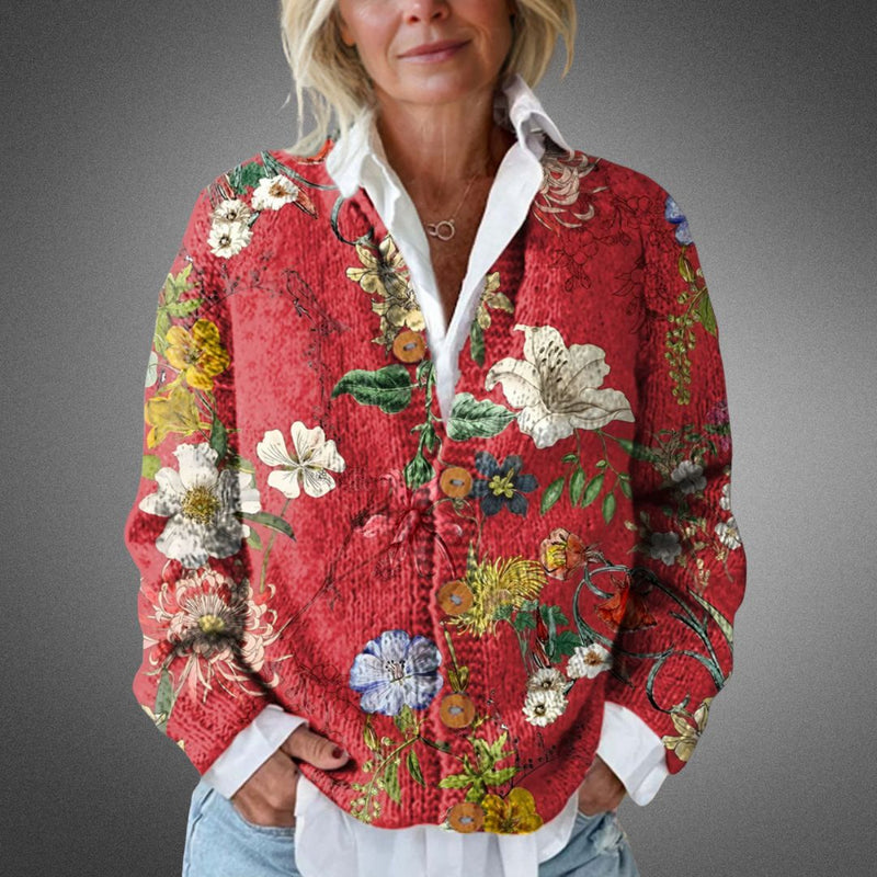 Aureliana – Vintage Strickjacke Mit Blumenmuster