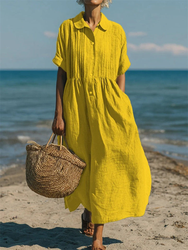 Janny – Elegantes Fließendes Baumwoll Shirtkleid