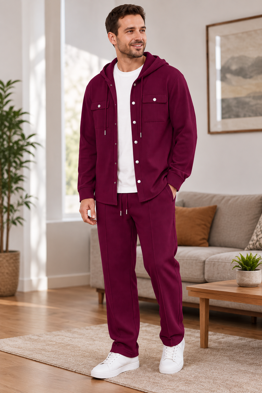 Waylon – Set Aus Kapuzenjacke Und Hose Mit Waffelmuster