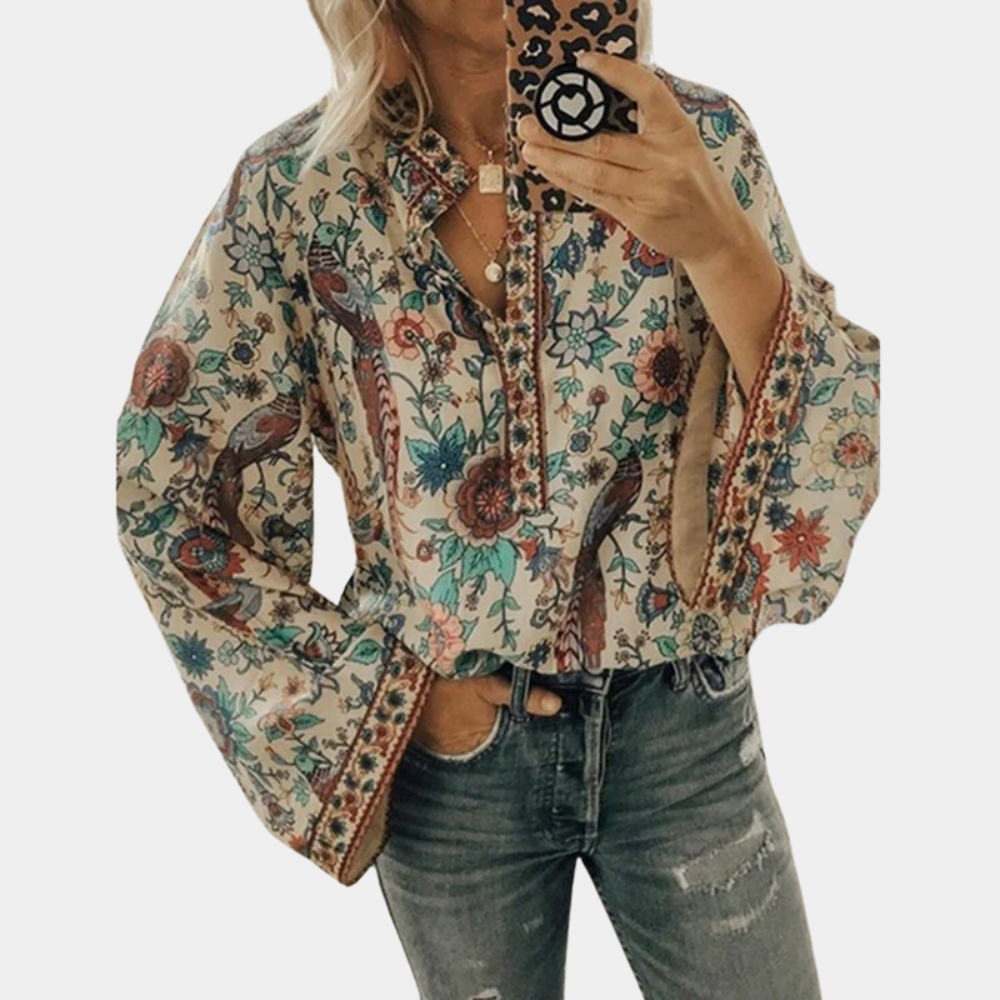 Marilyn - Blüte Muster Bluse