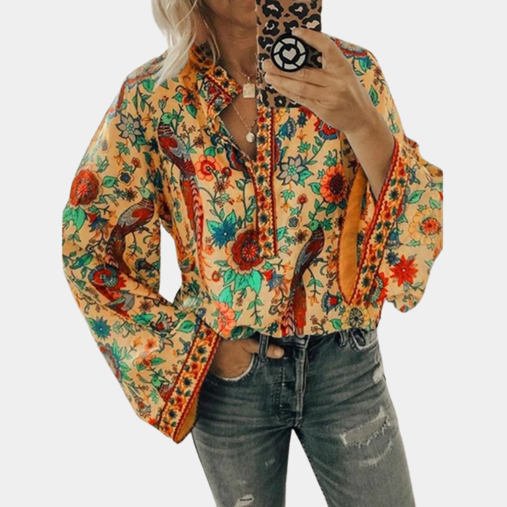 Marilyn - Blüte Muster Bluse